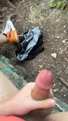 College Boy Cums on the Trail