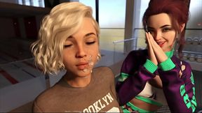 Busty anime wife surprises hubby with huge BBC in gym