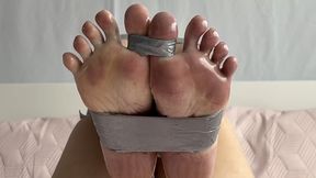 Taped Toes - Barefoot Duct Tape Bondage