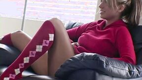 Kelli Hot in Red with rounded tits Photoshoot