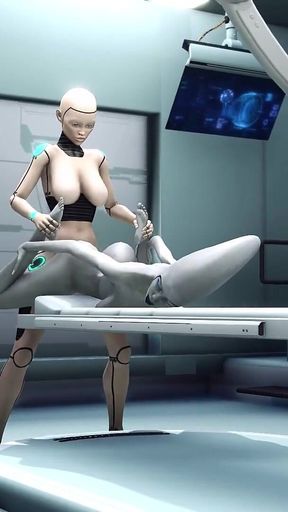 Hot sex! Sci-fi android fucks hard an alien in the surgery room in the space station