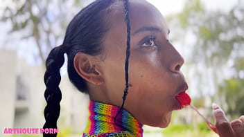 Skinny Violeta Grey: Lollipop Tease to Deepthroat &amp_ Pounding