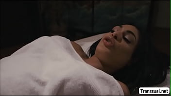 TGirl Eva watch Masseuse sucks her shecock