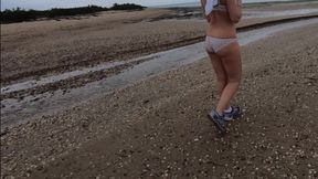 Stripping Naked and Walking on The Beach
