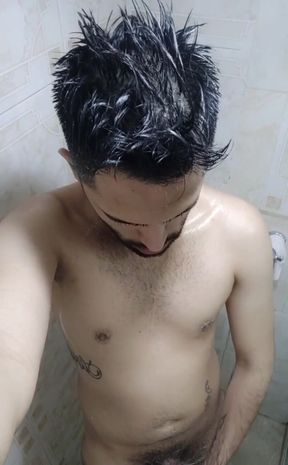 Wet soapy verbal jerking off in the shower