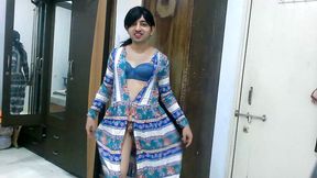 Sweet sissy crossdresser femboy Sweet Lollipop in beach style outfit.