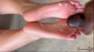 chastity cuckold clean BBC cum from my soles