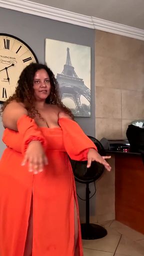 Key moment from &quot;Mixed race BBW in sheer outfit dances while showing her ass and pussy&quot;