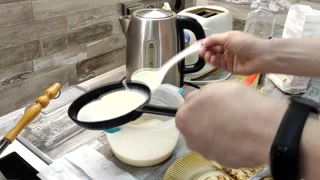 I'm making breakfast. Orgasm in the kitchen
