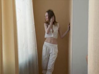 Slender College Brunette Hair Daisy Takes Her Cute Outfit Off To Masturbate!