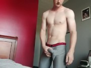 Showing off a FAT bulge and cumshot