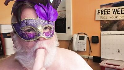 Masked stepdad is enjoying in his performance in front of the cam