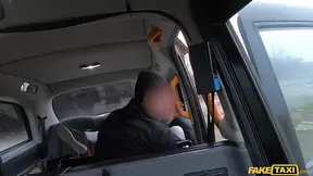 Petite blonde gets her tight wet pussy fucked hard in a taxi until she climaxes