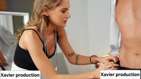 Slutty girl who is a seamstress is taking her client's measurements and gets excited so she starts giving him a deepthroat blowjob and then gets fucke