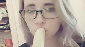 Compilation 18 year old teen sucks a banana, imagining that it is a meat