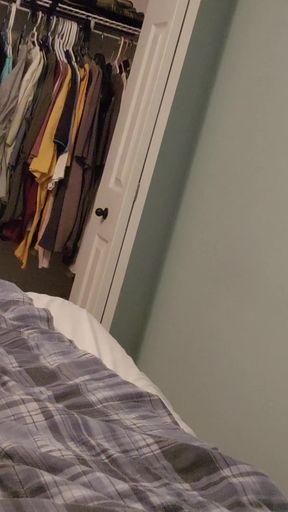 Uncut Dick Getting Hard and Cumming Into Belly Button (Through Bed Humping)   Clip 2