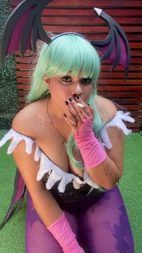 BBW Morrigan Cosplay Smoking Fetish