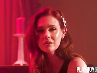 Mature but still hawt older redhead squeezes her large natural tits
