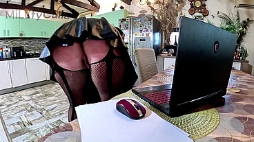 Dominant Biker Leather MILF Inflatable Office Fantasy. Beach Balls, Oral, Doggy and Cum Play preview