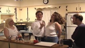 Mature Blondes and Brunettes in Wild Group Kitchen Orgy