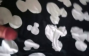 Choked on cock, covered in cum.