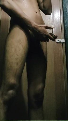 Bathroom Exercise for My Size Dick. My Ass Was Filled with Cum, Big Black Dick Soap Massage