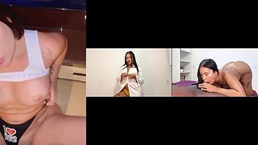 Japonesa gostosa fodendo com negão sem camisinha negão goza na bucetinha e chama o corno pra limpar a porra toda