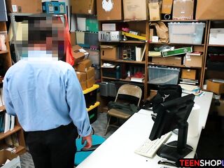 Feisty teen thief gets caught and later fucked by security