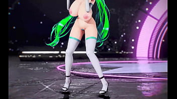 Hatsune Miku Huge Boobs Hentai Undress Dance Vocaloid Bibbidiba Song Mmd 3D Green Hair (CLIP)