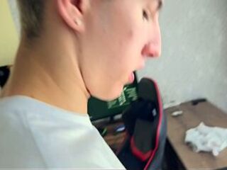 A stepfather and his breasty floozy took his stepson's virginity.