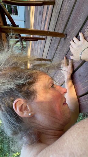 Freckled Dirty Wife Gets Bent Over the Deck and Fucked From Behind Butt Plug
