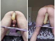 Birthing 18 inches of a double ended dildo 5 of 5