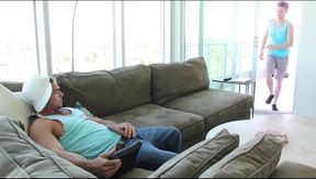 Bored man with a muscular body gets frisky with a dude