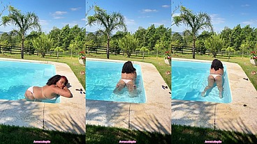 BBW Ebony Farting like Crazy in the Pool