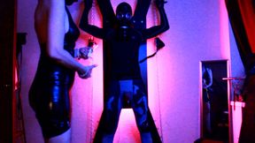 Femdom Eva Latex MILF Play with a Slave in Gas Mask Rubber Mistress BDSM Kink Gonzo Fetish