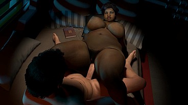 Cock Hungry Black BBW MILF Rides White Cock