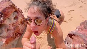 messy watersports submission on a secluded beach