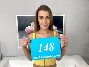 Amazing brunette at porn casting