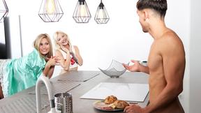 ”Small titties blonde steals teen stepsisters Boyfriend & has a 3some”