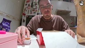 Eating nuggets and farting