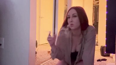 Italian Big tits milf Artemisia Love smoking a cigarette and wearing high heels Full on of