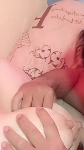 Breastfeeding my partner with my big pink tits,  part 1   Clip 2