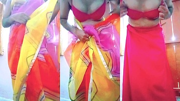 Indian Gay Crossdresser in Rainbow Saree making pride for lgbt xxx