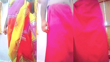 Indian Gay Crossdresser in Rainbow Saree making pride for lgbt xxx