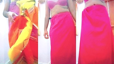 Indian Gay Crossdresser in Rainbow Saree making pride for lgbt xxx