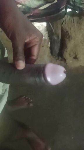 Big Hard Guy Black Cock in Home in Night