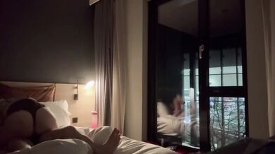 Amateur Wife Rides To Loud Orgasm - Hotel Window Exhibition