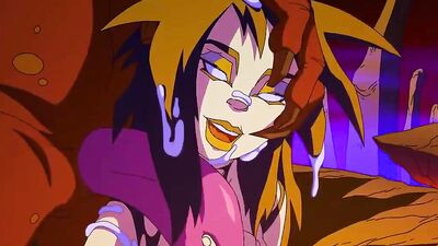 Watch this anime babe take a monster cock in every hole and get filled with cum