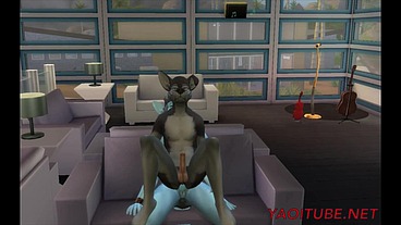 Furry Yiff Yaoi - 2 Dogs Fuck in a Pub and cum inside - Japanese asian manga anime game porn gay