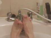 Showing off my sexy long skinny feet and legs while taking a bubble bath